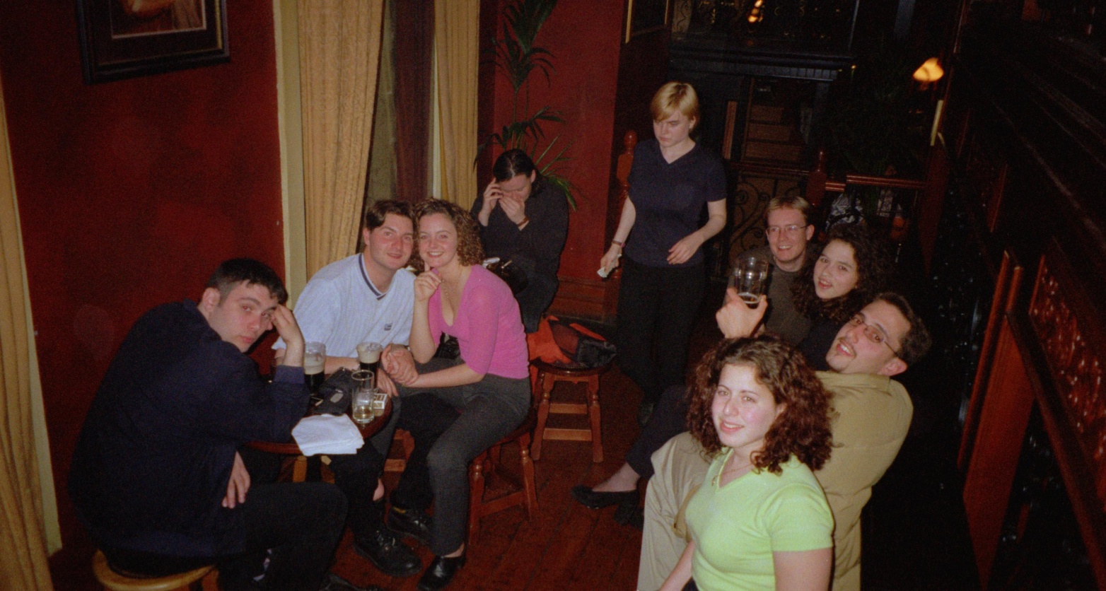 All of us looking pretty dreary and worn out from a hard day's walking in a local pub